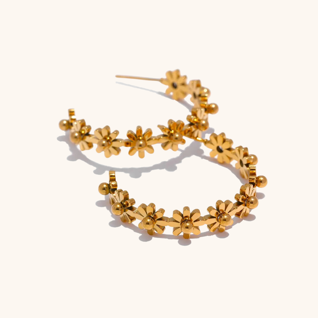 Flower Twist Hoop Earrings