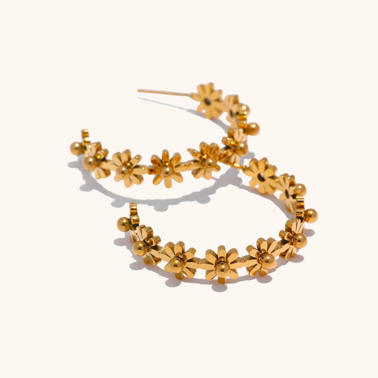 Flower Twist Hoop Earrings