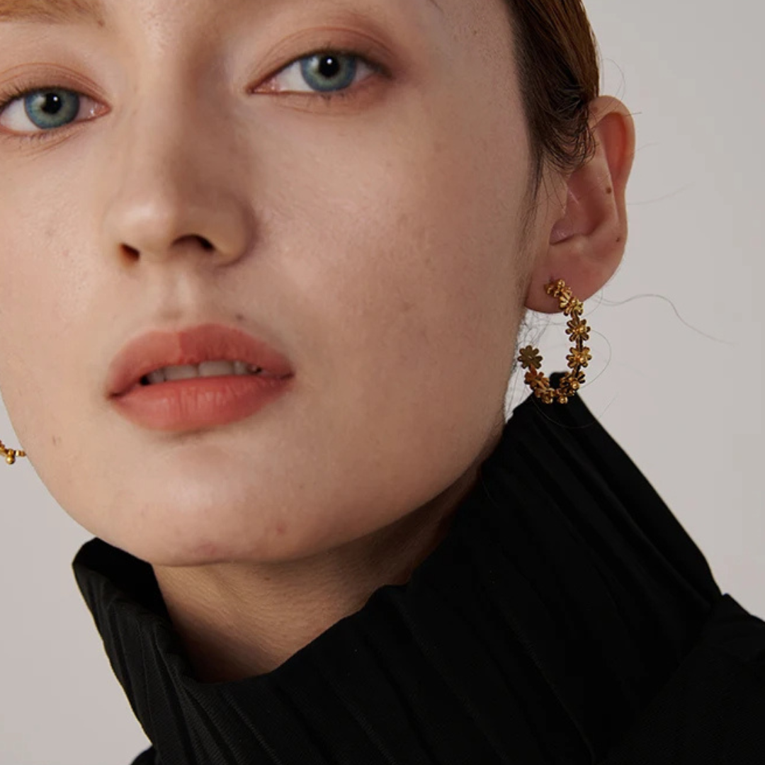 Flower Twist Hoop Earrings