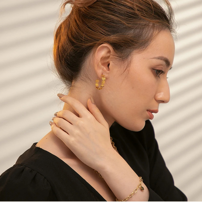 Flower Twist Hoop Earrings