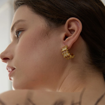 Enamel C-Hoop Earrings