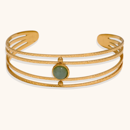 Open Cuff Green Stone Bangle