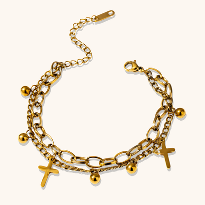 Armband mit mehrlagigem Kreuzanhänger