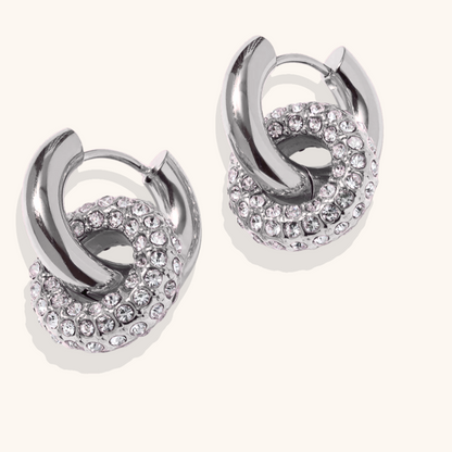 Interlocked Pavé Huggie Hoop Earrings