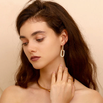 Pavé Double Link Drop Earrings
