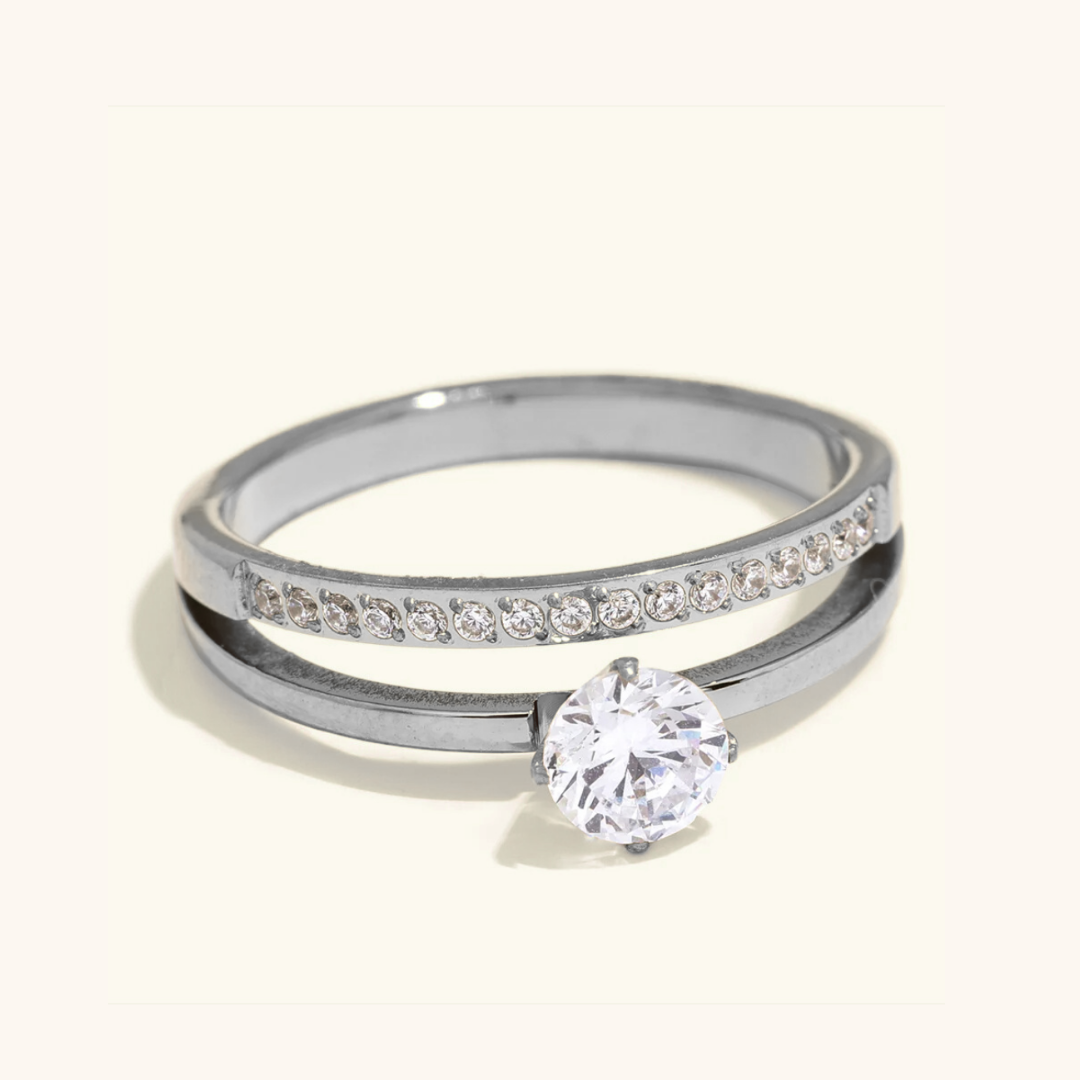 Double Band Stone Ring