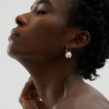 Pearl Hoop Clip Earrings
