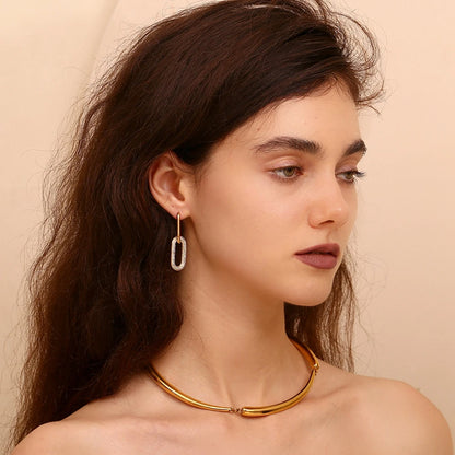 Pavé Double Link Drop Earrings