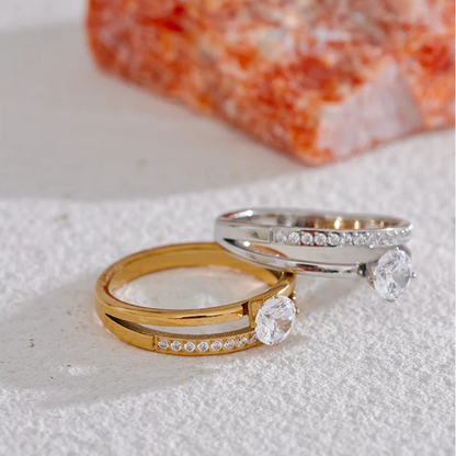 Double Band Stone Ring
