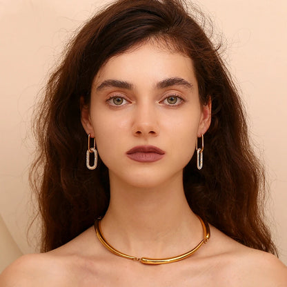 Pavé Double Link Drop Earrings