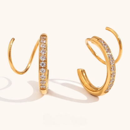 Double Spiral Pavé Hoop Earrings
