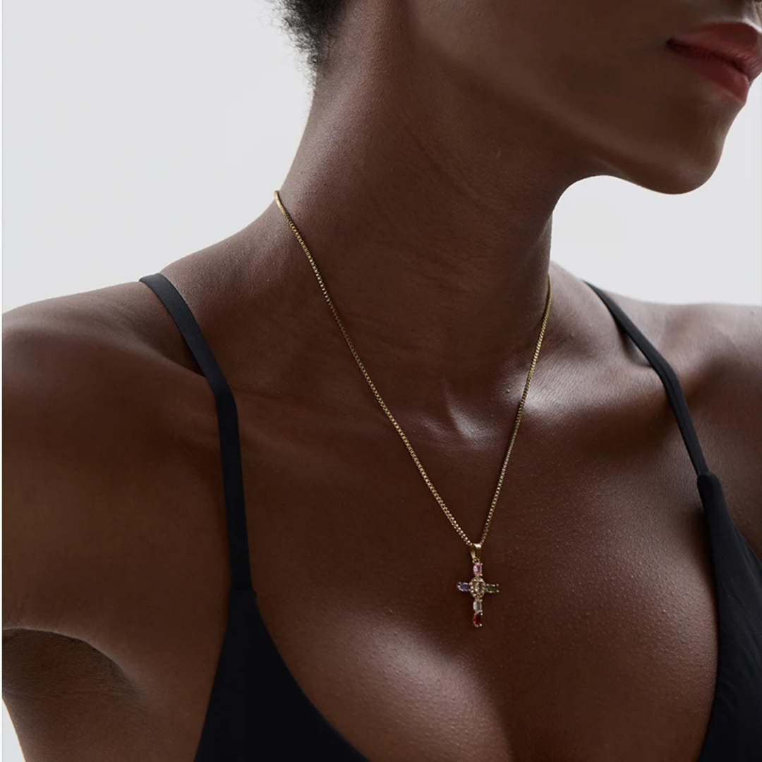 Multicolor Cross Necklace