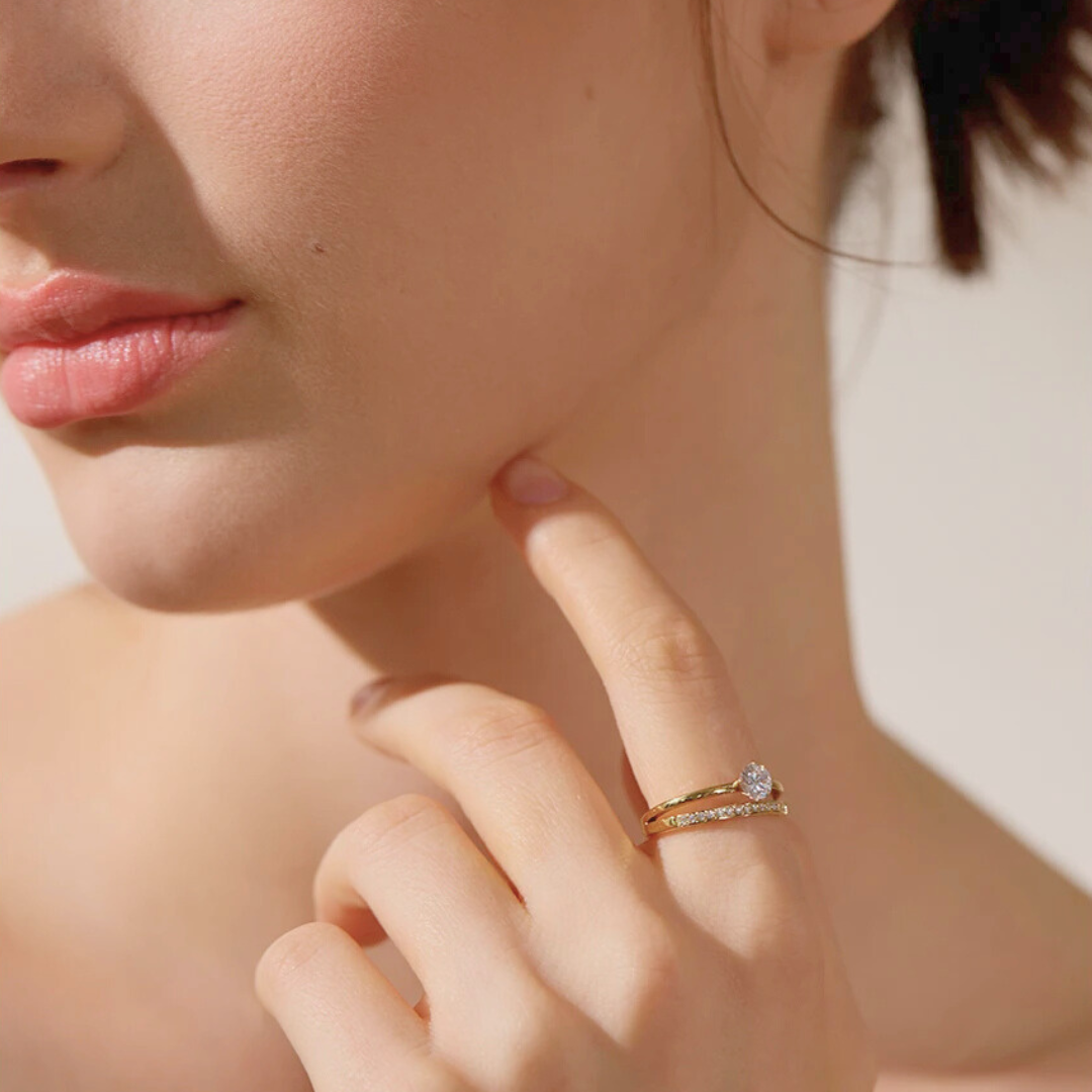 Double Band Stone Ring