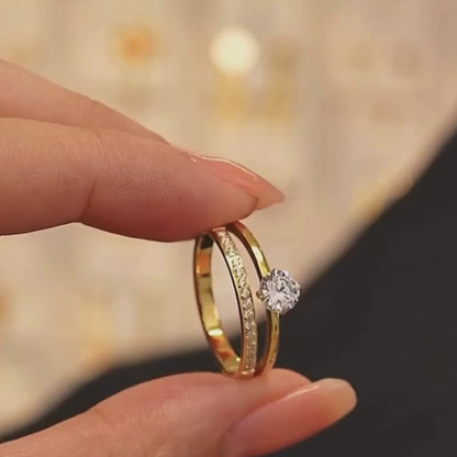 Double Band Stone Ring