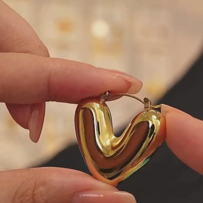 Chunky Heart Hoop Earrings
