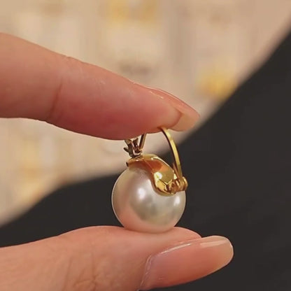 Pearl Hoop Clip Earrings