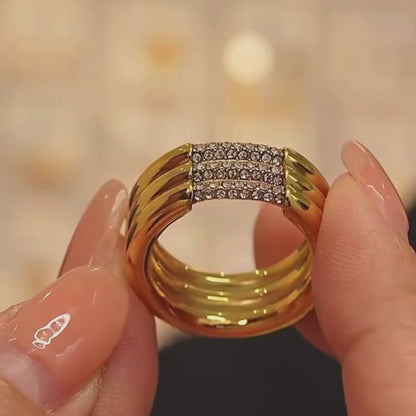 Layered Stone Bar Ring