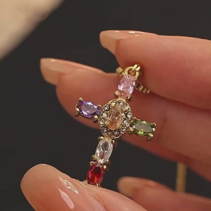 Multicolor Cross Necklace