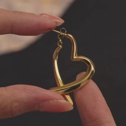 Open Heart Hoop Earrings