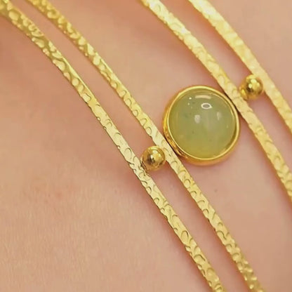 Open Cuff Green Stone Bangle